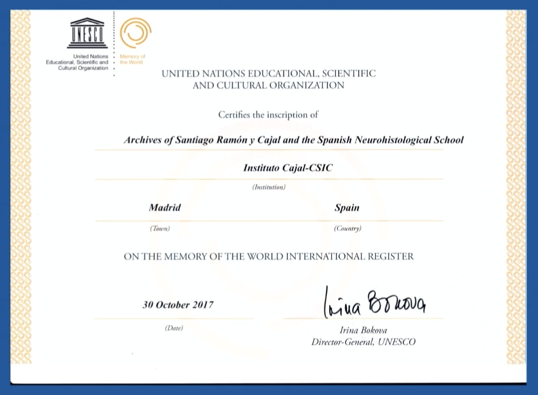 UNESCO Archive Diploma of Santiago Ramon y Cajal