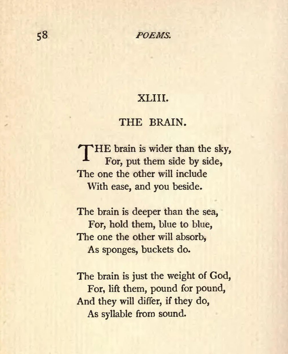 Página de un libro que muestra el poema de Emily Dickinson titulado 