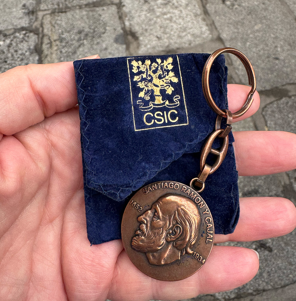 Key with Santiago Ramon y Cajal medallion