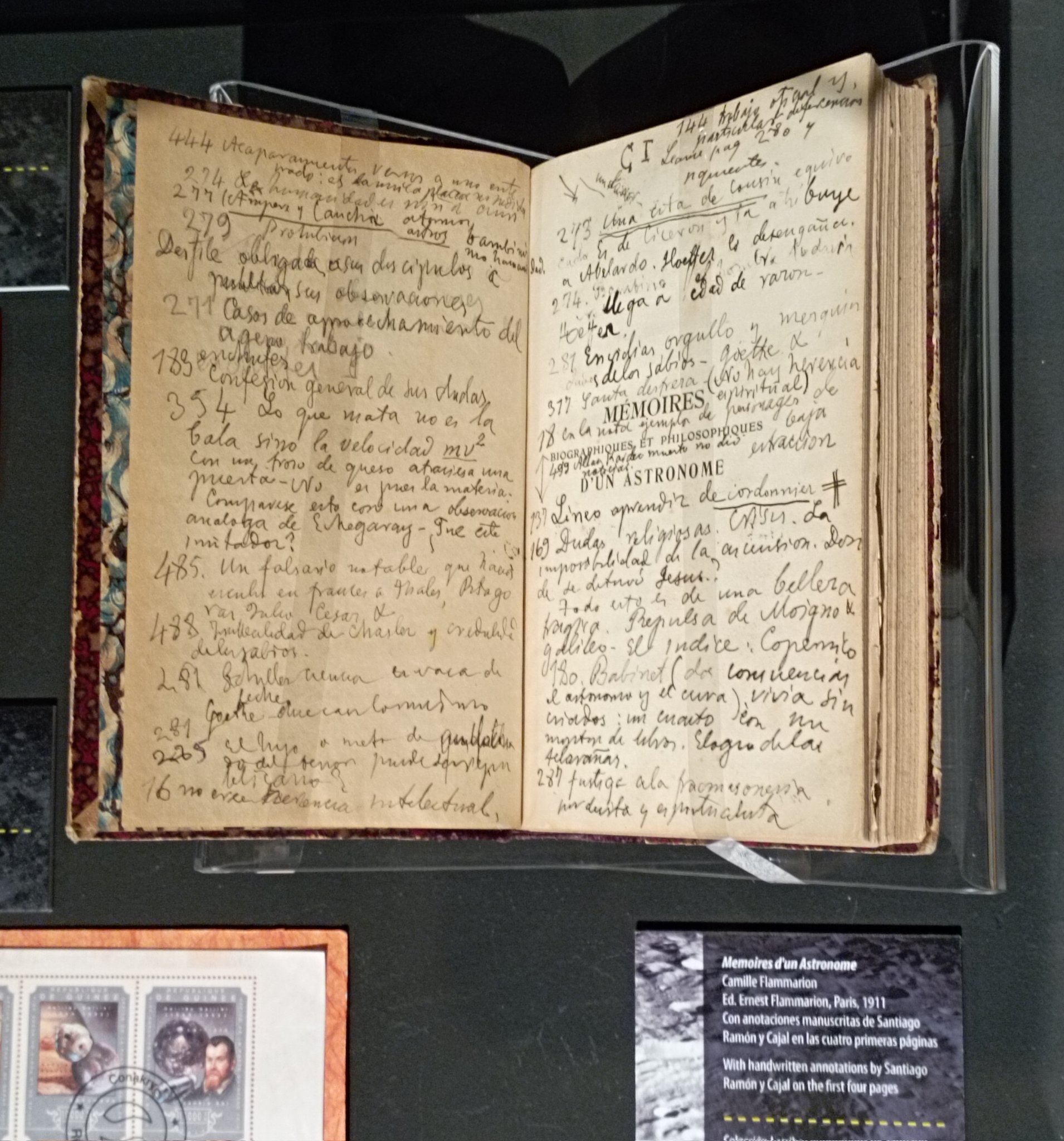Memoirs of an Astronomer by Flammarion filled with Cajal's annotations