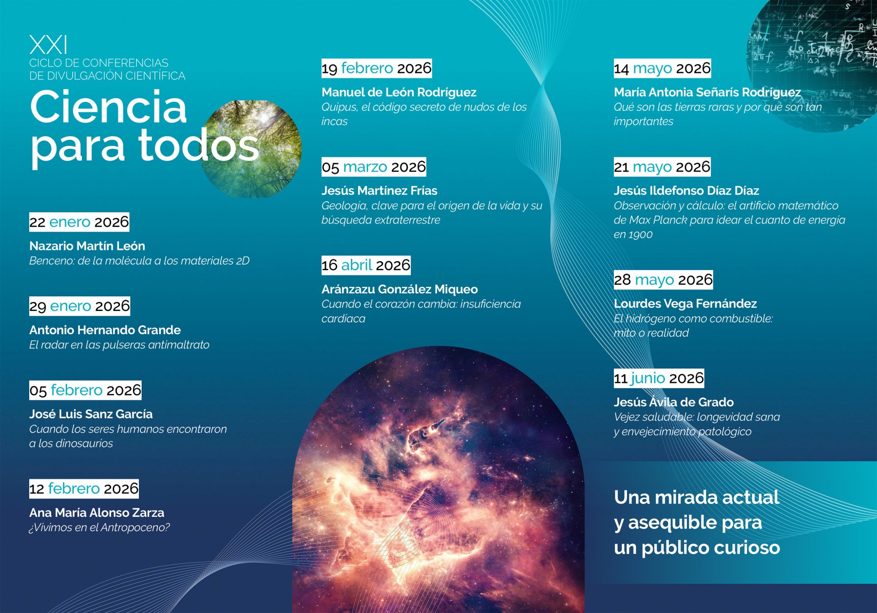 Cartel del XXI Ciclo de Conferencias de Divulgación Científica, titulado